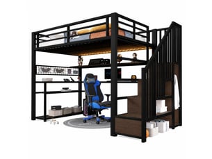 Lit mezzanine 90x200 cm <strong>OKMYHOME</strong>  <strong></strong> coloris noir