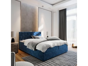 Lit avec rangement 180x200 cm <strong>MASSENO</strong> <strong></strong> coloris bleu