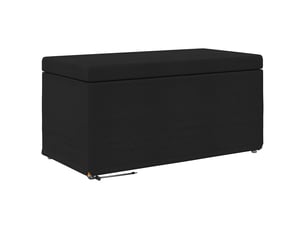 Tabouret bas, ottoman noir 81x41x40 cm tissu et bois stratifié