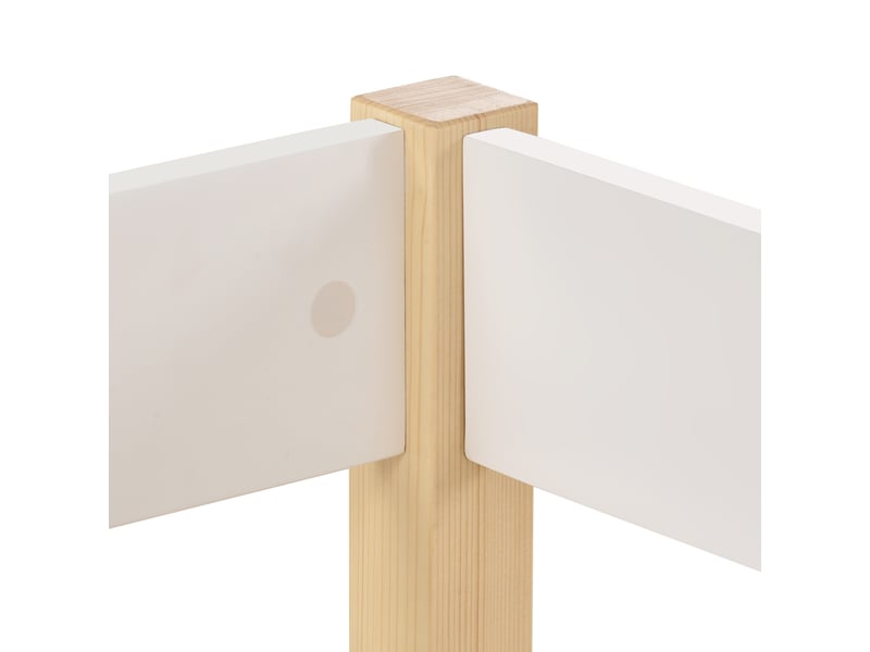 Lit enfant 90 x 190 cm, cadre de lit simple, échelle, barrières de sécurité, sommier à lattes inclus, 1 place, bois massif, blanc Morn Vibe - Conforama E