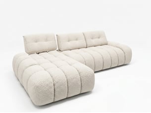 Canapé d'angle gauche fixe <strong>BOBOCHIC</strong> <strong>APOLLON</strong> 3 places Tissu Blanc