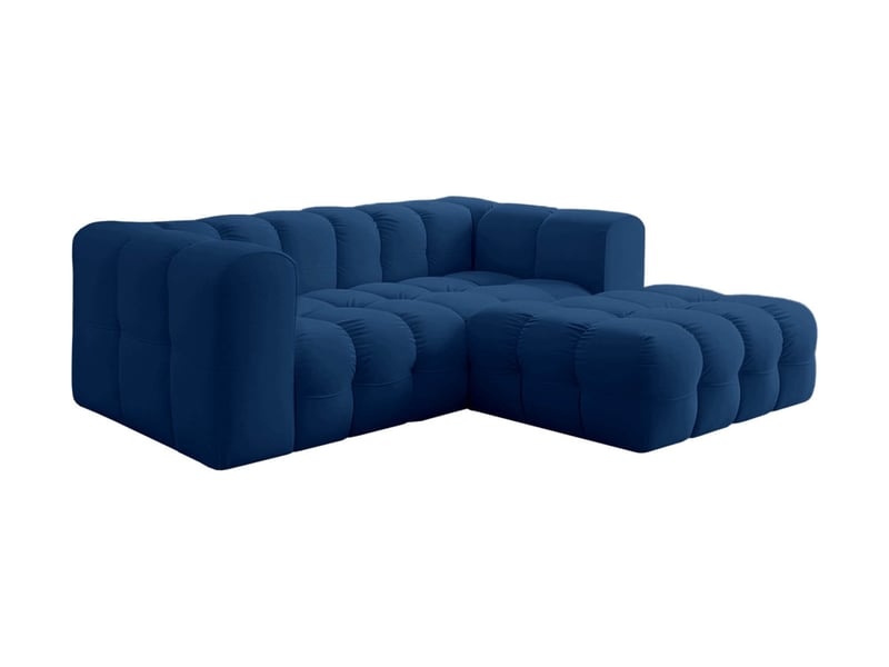  Canapé d'angle droit miloe mini 3 places en velours - bleu foncé MILOE - Conforama A