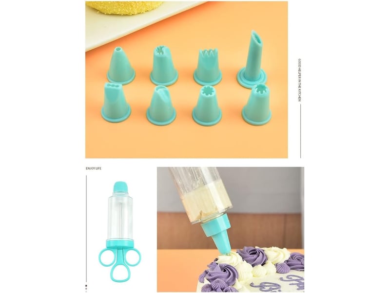  Seringue à garnir pâtisserie multifonction - pour gâteaux, beignets, crème et biscuits - utilisation à une main - 8 pièces  - Conforama E