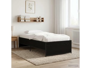Lit adulte, lit simple, cadre de lit chêne noir 80x200cm bois d'ingénierie cf6127