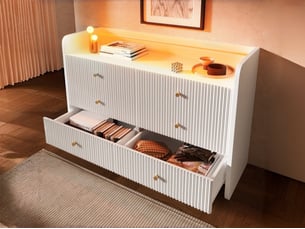 Commode 6 tiroir(s) BGSRYAO coloris blanc largeur 120 cm