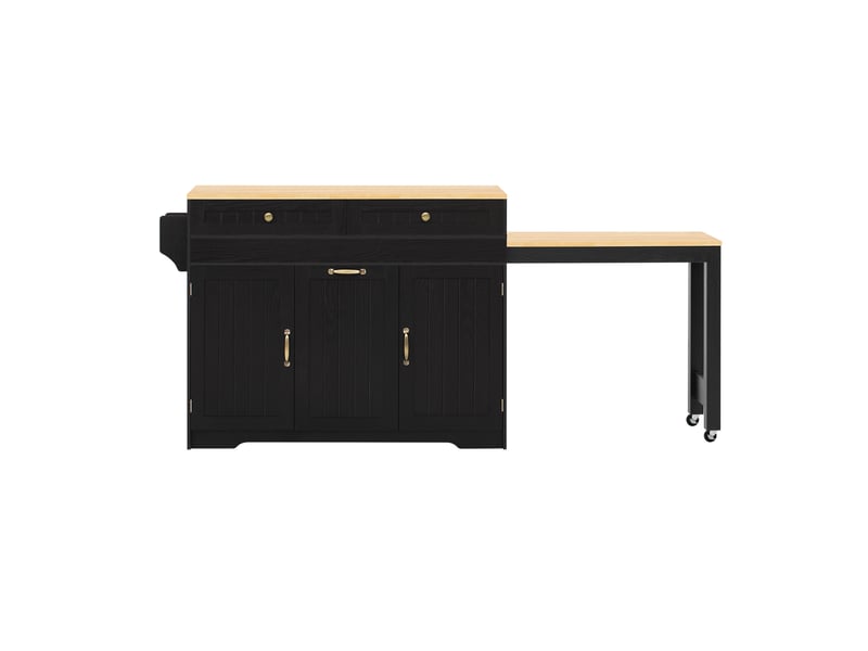  Îlot de cuisine 188.6x36.7x91 cm - extensible - grand rangement - sur roulettes - avec tiroirs - mdf - gain de place - meuble de rangement - blanc CozyNest - Conforama A
