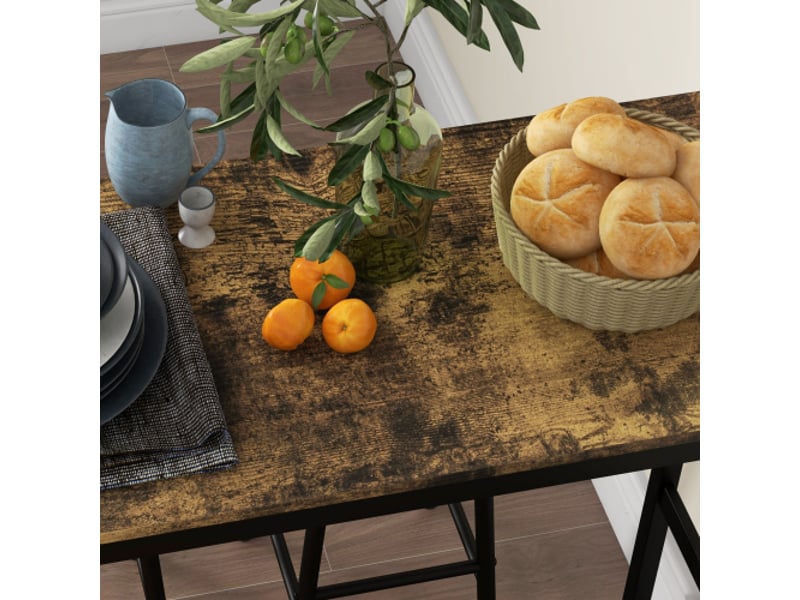  Table de bar 3 pièces avec 2 tabourets – ensemble industriel pour salle à manger et cuisine table en acier brun rustique  - Conforama E