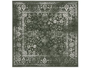 Tapis vintage patiné en polypropylène vertblanc, 122 x 122 cm
