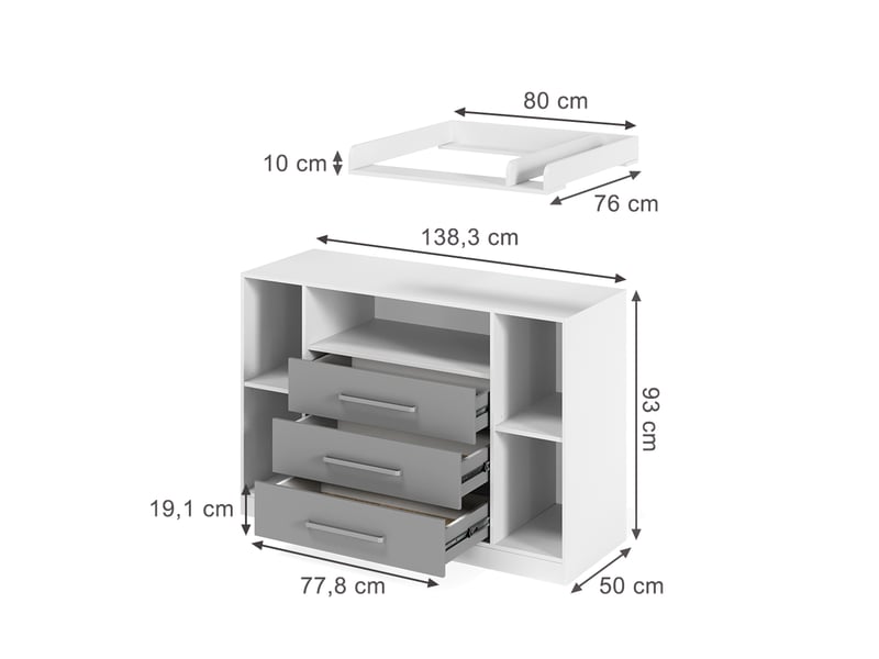  Vicco commode à langer, blancgris, 138.3x93cm  - Conforama B