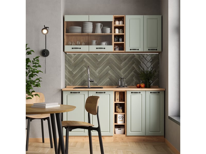 Vicco cuisine, mint campagnechêne doré, 160cm sans plan de travail - Conforama C