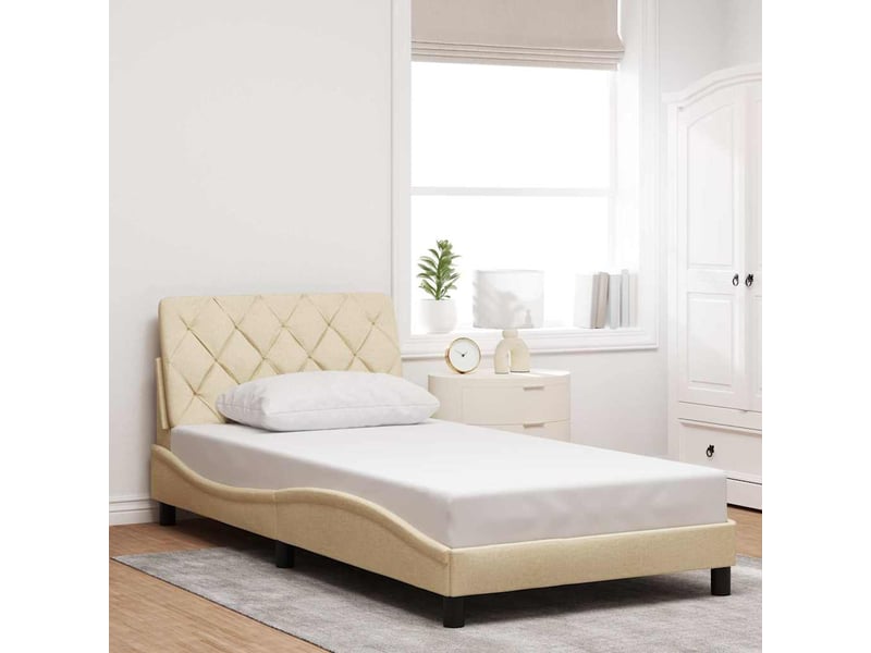  Lit simple- lit adulte -  cadre de lit avec led sans matelas crème 100x200 cm tissu  - Conforama C