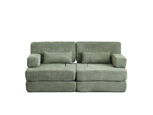 Canapé droit, canapé convertible 2 en 1, velours chenille, armature en fer, assise réglable pour salon, chambre ou bureau, 2 places, 80 x 90 x 182 cm, vert