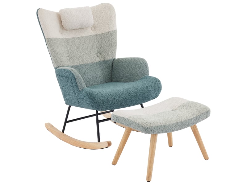  Fauteuil à bascule en tissu bouclette avec repose-pieds inclus  - Conforama A