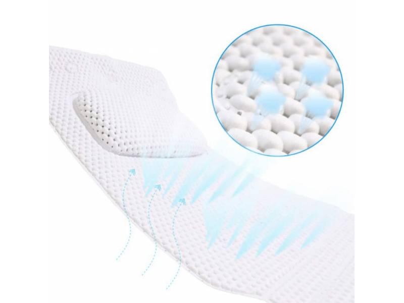  Tapis de bain complet avec oreiller 3d air mesh, support ergonomique, ventouses antidérapantes pour baignoire et spa  - Conforama C