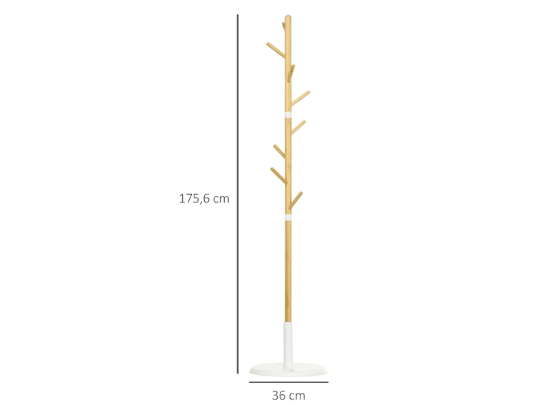  Portemanteau sur pied avec 8 patères en bambou et mdf ø 37,8x175,6 cm  - Conforama C
