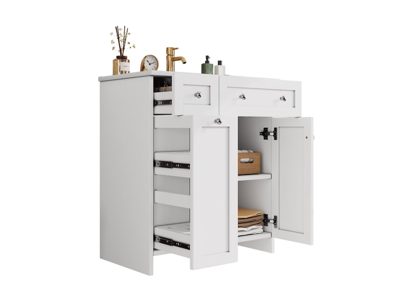  Meuble vasque de salle de bains 76x47x86 cm avec 3 tiroirs blanc  - Conforama A
