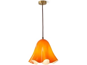 Suspension en verre ondulé en forme de fleur, douille e27, cordon réglable 150 cm, lampe suspendue pour cuisine et salle à manger, orange
