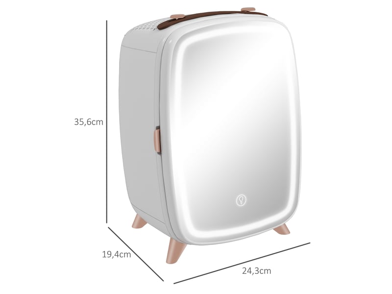 Mini réfrigérateur cosmétique 6 l 24,3 x 19,4 x 35,6 cm – blanc – miroir led tactile à 3 niveaux - Conforama C