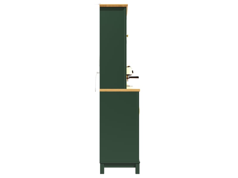 Buffet de cuisine vert en mdf avec 4 portes, meuble de rangement avec led et porte-gobelets, style campagne, 105.5x40x180cm - Conforama W