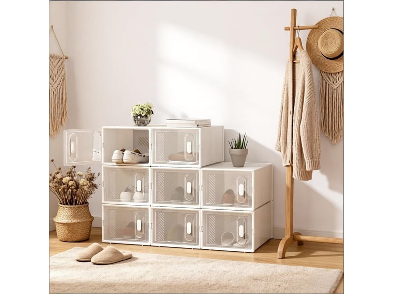  Boîtes rangement modèle modular, 8 pièces empilables, chaussures, livres, jouets, placard, salle bain  - Conforama E