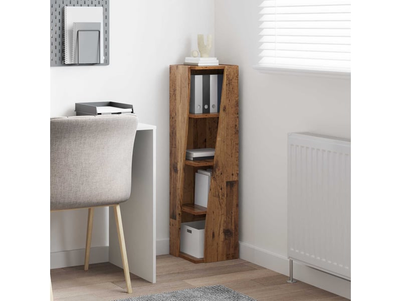  Meuble d'angle, meuble de rangement salon 27,5x27x102cm bois d'ingénierie bois ancien  - Conforama D
