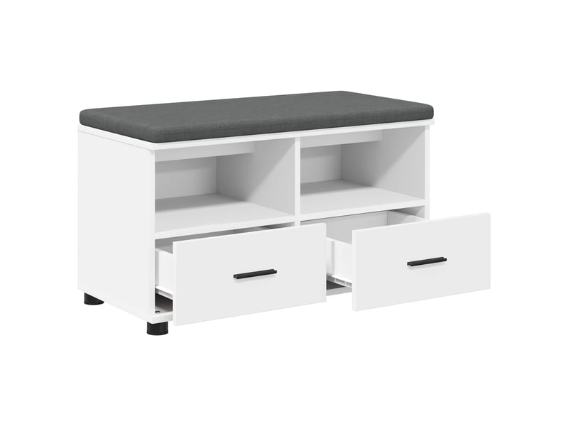  Banc d'entrée blanc 80x38x46 cm bois ingénierie et tissu shl52645  - Conforama E