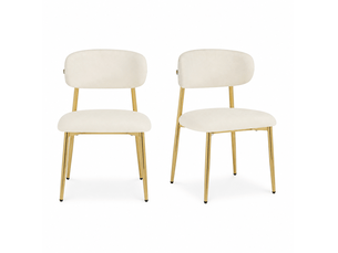 Lot de 2 chaises de salle à manger 51x50x81 cm tissu blanc pieds dorés