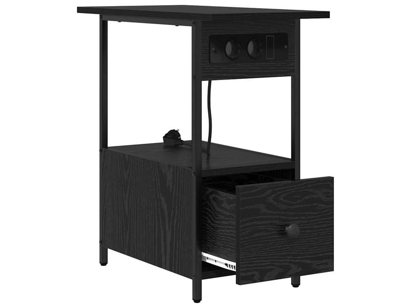  Table de chevet - cabinet de chevet - table de nuit chêne noir 60 x 30 x 61 cm bois d'ingénierie  - Conforama E