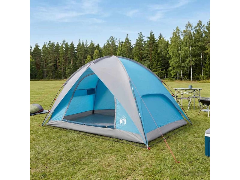 Tente de camping avec un abri imperméable 4 personne bleu shl34321 - Conforama B