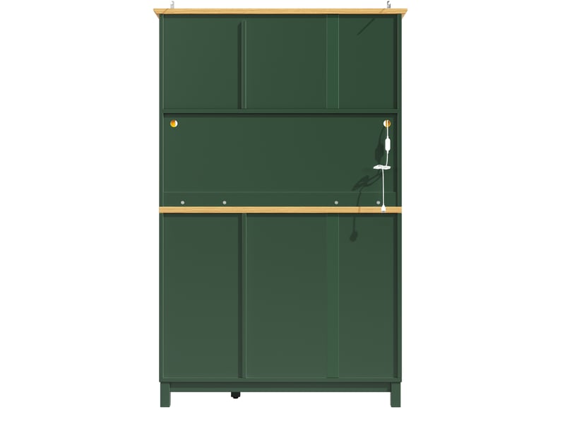  Buffet de cuisine 105,5x40x180 cm vert mdf, 4 portes, led intégrée, style campagne, rangement pratique  - Conforama E