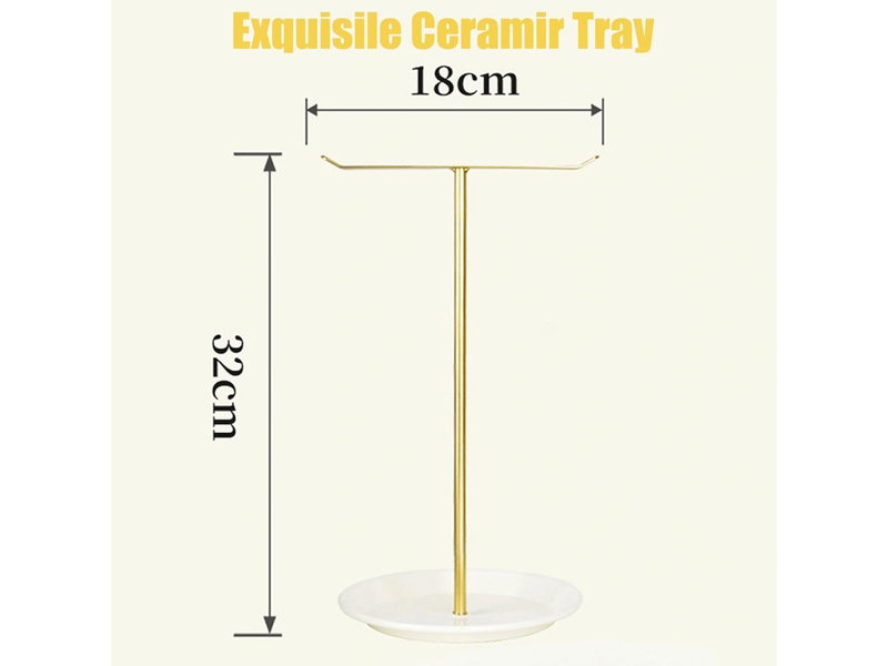 Porte-bijoux,32cm de haut organisateur de bijoux,présentoir accessoires,support de rangement pour colliers,bracelets,bagues,boucles d'oreilles (doré) - Conforama D