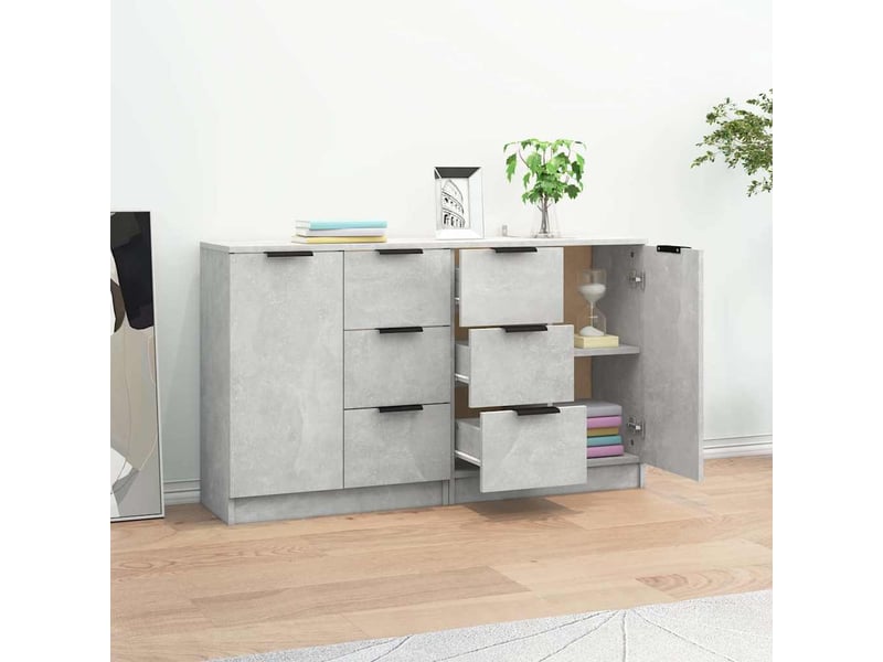  Buffets 2 pcs - bahut - meuble de rangement gris béton 60x30x70 cm bois d'ingénierie  - Conforama C