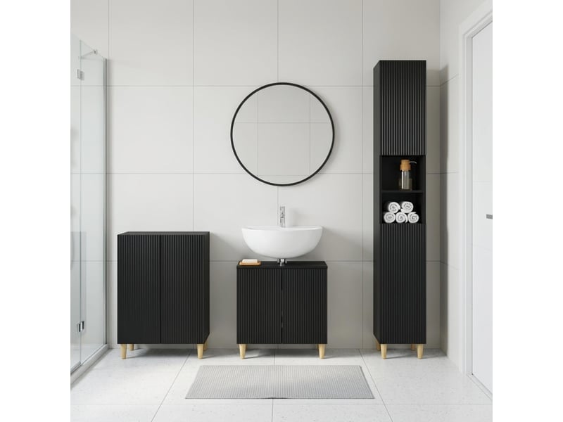 Ensemble de meuble de salle de bain 3 pièces arnhem noir cf63325 - Conforama B