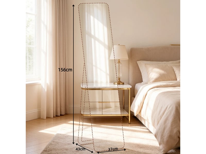  Miroir sur pied rectangulaire pleine longueur avec cadre stable, miroir de sol élégant  - Conforama C