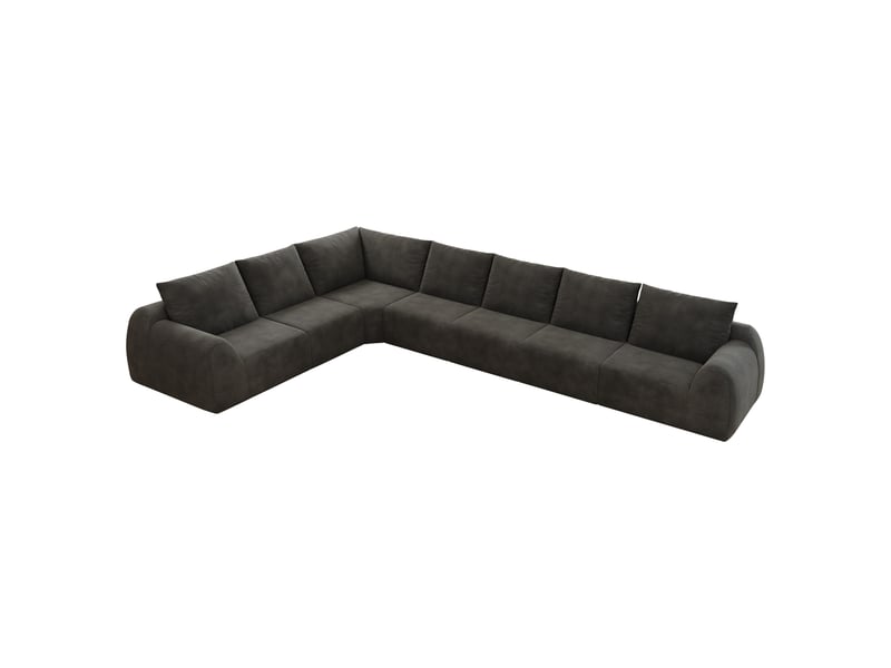  Canapé 7 places d'angle en l - 401x267x85cm - canapé salon mousse haute résilience avec tissu chenille sans montage - gris foncé  - Conforama A