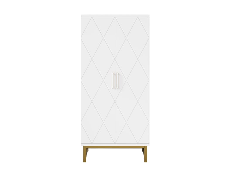  Buffet moderne blanc et or avec étagères réglables, meuble de rangement cuisine, salle à manger et salon  - Conforama A