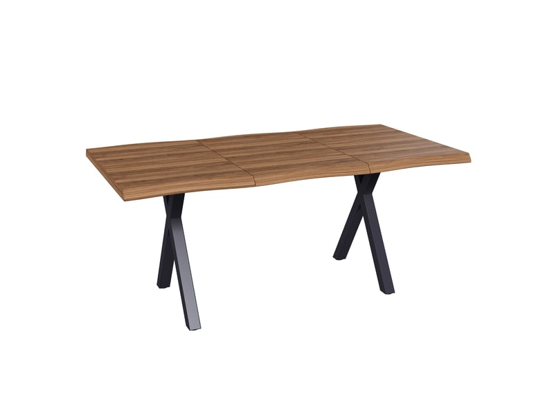  Table de séjour rectangulaire 160 x 78 x 75 cm, 4 à 6 personnes, plateau épais aux bords ondulés, structure stable, mdf, couleur noyer Morn Vibe - Conforama A