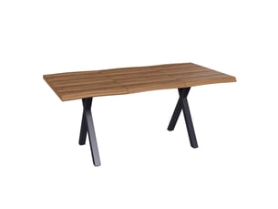 Table de séjour rectangulaire 160 x 78 x 75 cm, 4 à 6 personnes, plateau épais aux bords ondulés, structure stable, mdf, couleur noyer