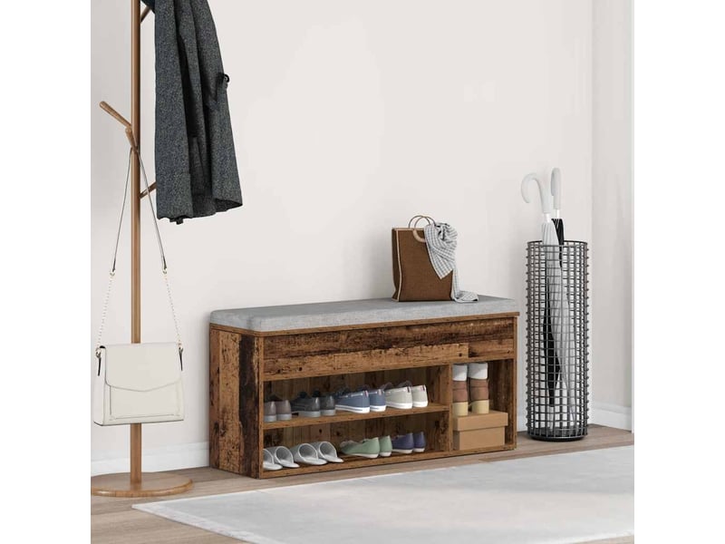  Banc à chaussures, meuble à chaussures vieux bois 102x30,5x45 cm bois d'ingénierie  - Conforama C