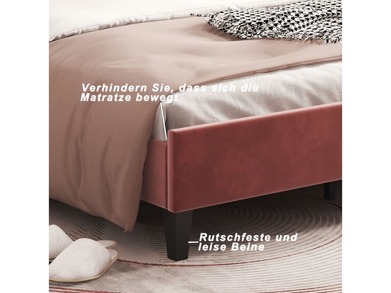  Lit rembourré 90x200cm tête de lit forme fleur velours doux - lit enfant - avec sommier à lattes cadre solide pour fille  - Conforama E