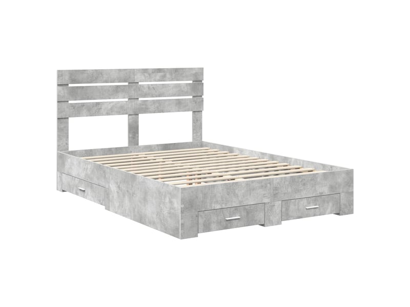  Lit double- lit adulte -  cadre de lit gris béton 160 x 200 cm bois d'ingénierie  - Conforama C