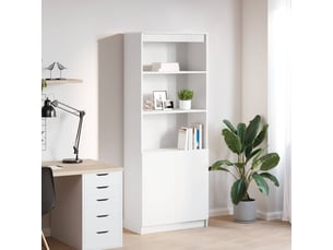 Buffet haut - bahut - meuble de rangement blanc 70x35x180 cm bois d'ingénierie