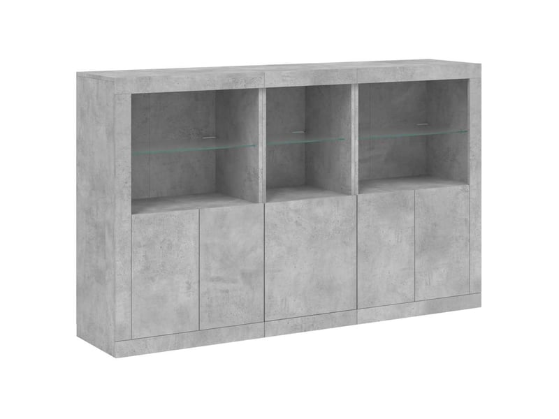 Buffet - bahut - meuble de rangement avec lumières led gris béton 162x37x100 cm  - Conforama C