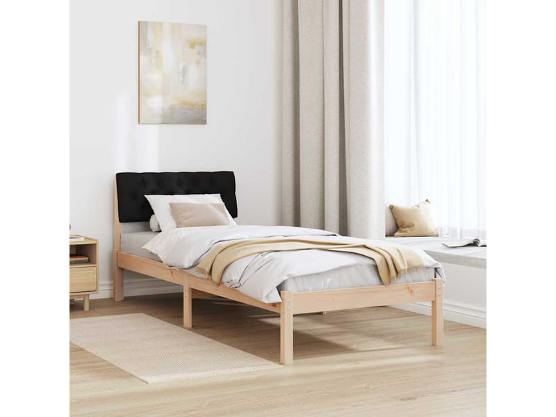  Lit simple- lit adulte -  cadre de lit marron et noir 80 x 200 cm bois massif en pin  - Conforama C
