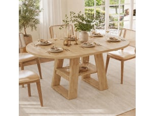 Table à manger extensible ronde 110150x110x75 cm avec rangement, chêne clair