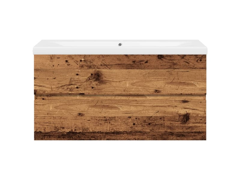 Armoire lavabo avec bassin intégré vieux bois shl548 - Conforama E