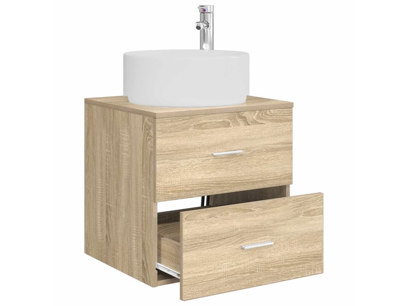 Vanité de lavabo mural, meuble de rangement chêne sonoma 49.5x44.5x65.5 cm - Conforama C