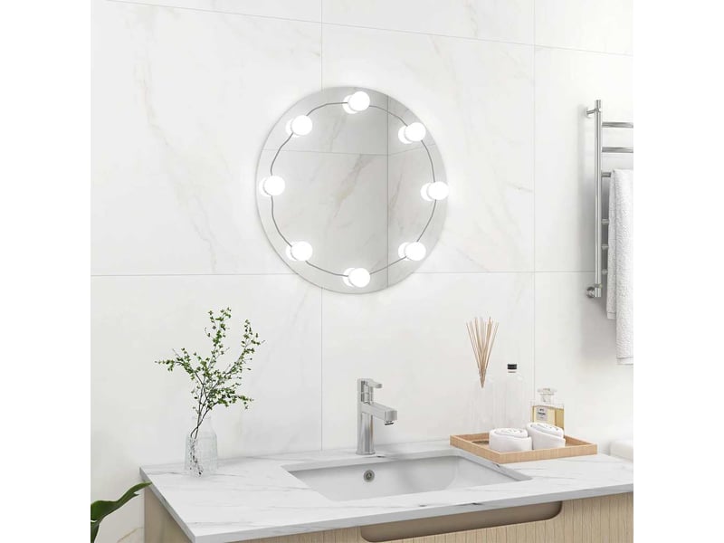  Miroir mural avec lampes led rond verre cf62812  - Conforama C