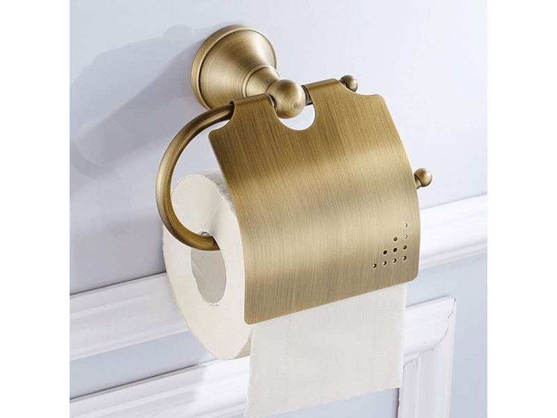  Porte-papier toilette,porte-serviettes de rangement en laiton avec couvercle anti-poussière pour salle de bain  - Conforama C