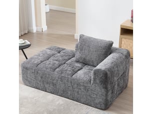 Canapé droit fixe <strong></strong> <strong></strong> 1 place Tissu gris avec coffre de rangement
